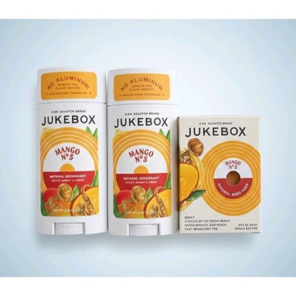 Jukebox Dr Squatch Mango‎ No.5 Natural Deodorant 2x 2.65oz + 4.5oz Soap Bundle